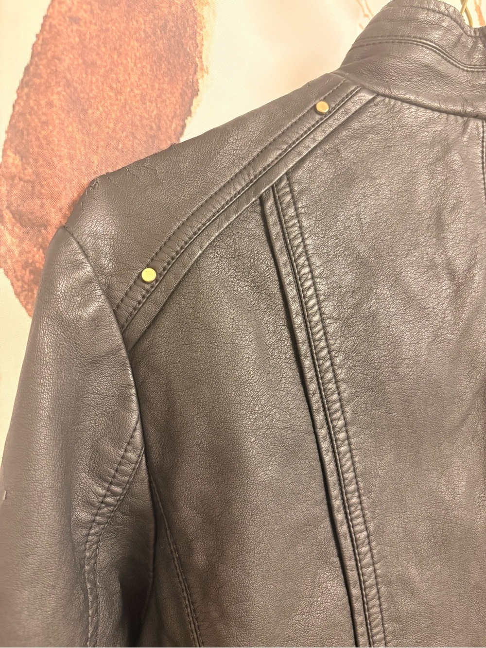 XS Le Chateau Black Faux Leather Zip Moto Jacket - Picture 8 of 8